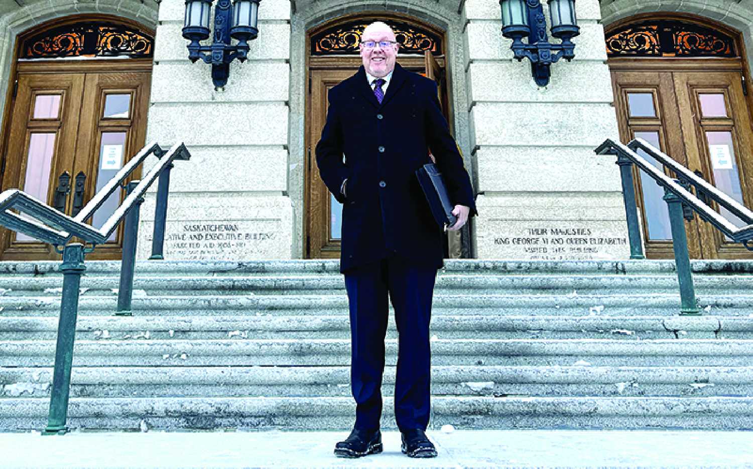 Moosomin-Montmartre MLA Kevin Weedmark on the steps of the Legislature.